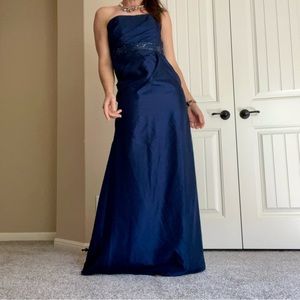 David's Bridal Navy Strapless Dress